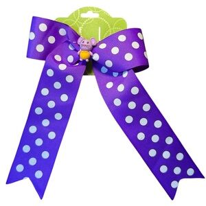 Mouse Purple And White Polka Dot Grosgrain Hair Bow Clip French Barrette New